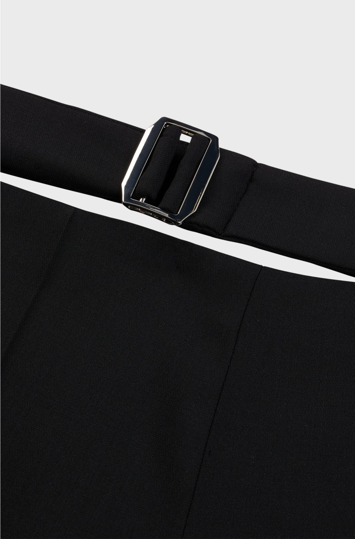 Stretch-wool trousers with feature waist and soft drape, Black