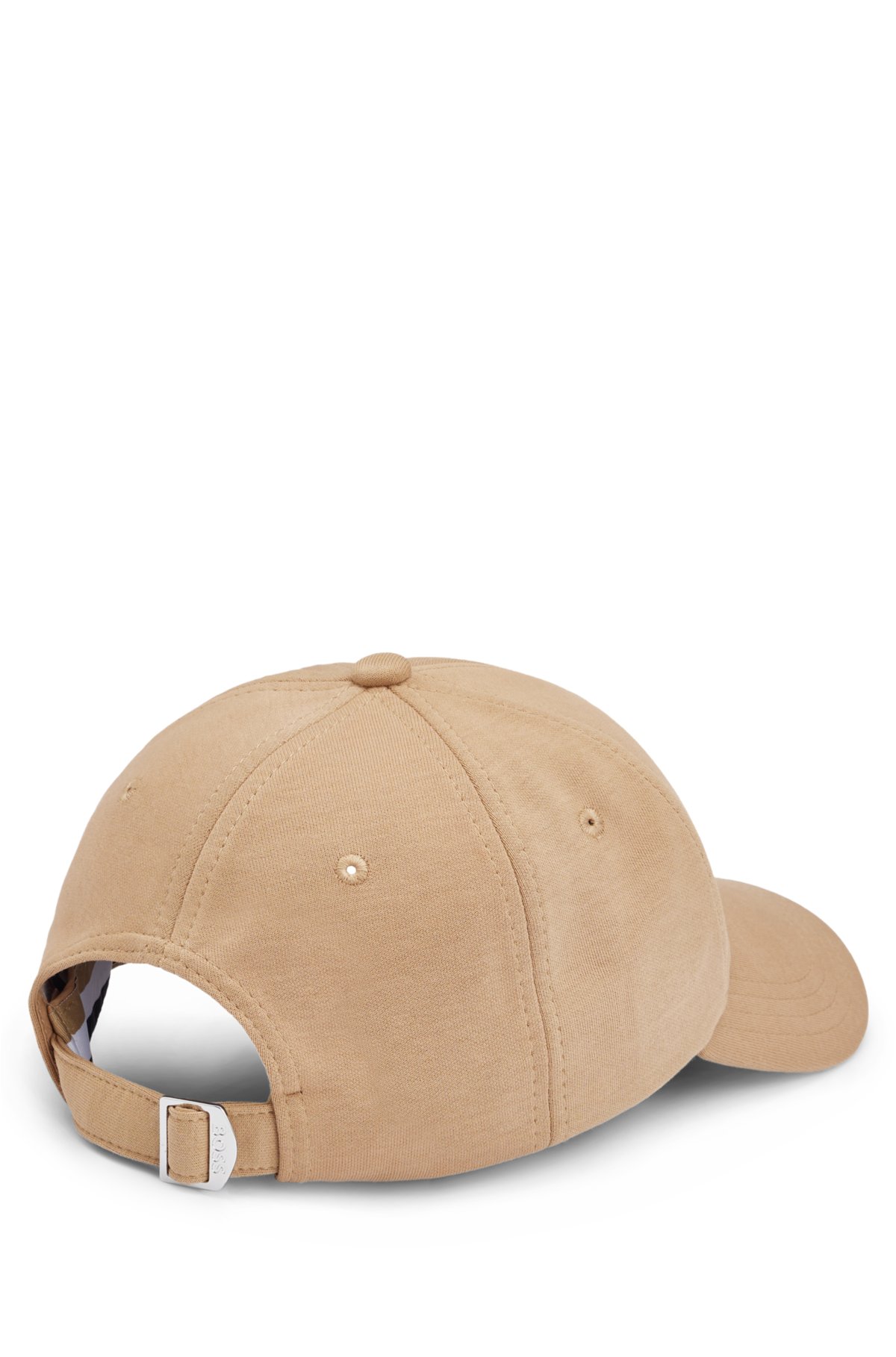 Cotton-blend cap with embroidered double monogram, Beige