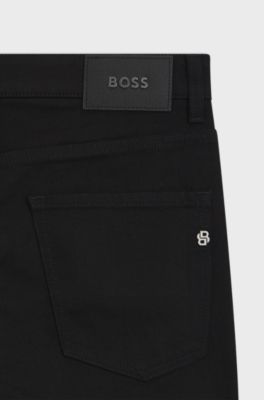 Slim-fit jeans in black stretch denim, Black
