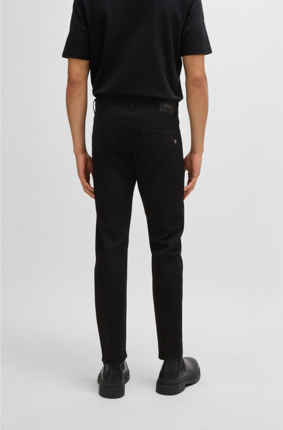 Slim-fit jeans in black-black Italian denim, Black