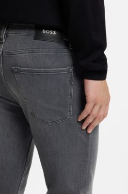 Delaware slim-fit jeans in grey stretch denim, Grey