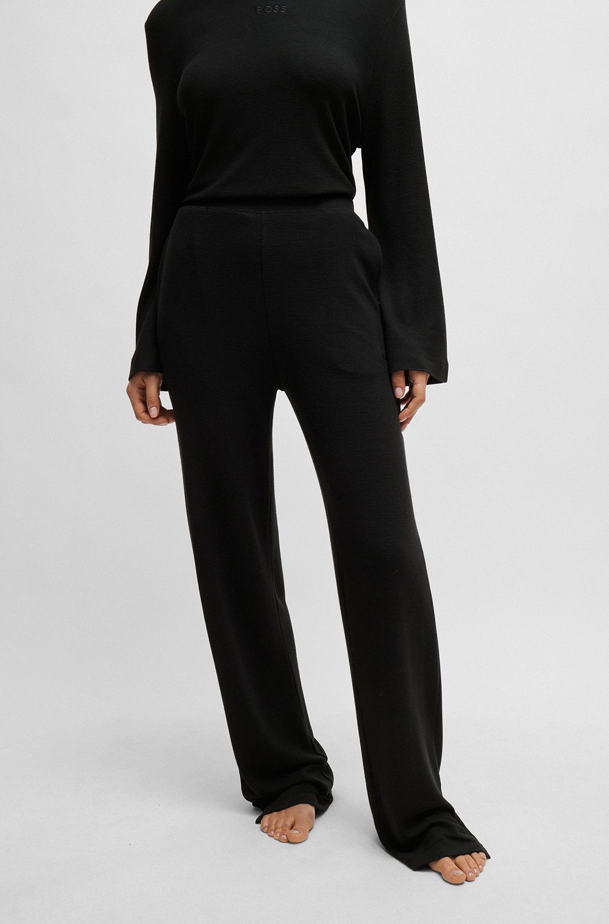 Logo-embroidered tracksuit bottoms in ottoman jersey, Black