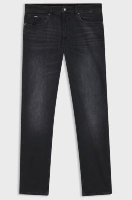 Maine Regular-fit jeans in super-soft black Italian denim, Dark Grey