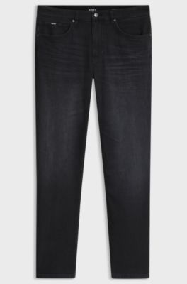 Maine Regular-fit jeans in super-soft black Italian denim, Dark Grey