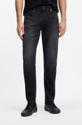 Maine Regular-fit jeans in super-soft black Italian denim, Dark Grey