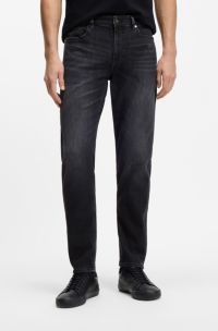 Maine Regular-fit jeans van superzacht, zwart Italiaans denim, Donkergrijs