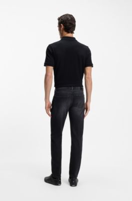 Maine Regular-fit jeans in super-soft black Italian denim, Dark Grey