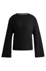 Logo-embroidered top in ottoman jersey, Black