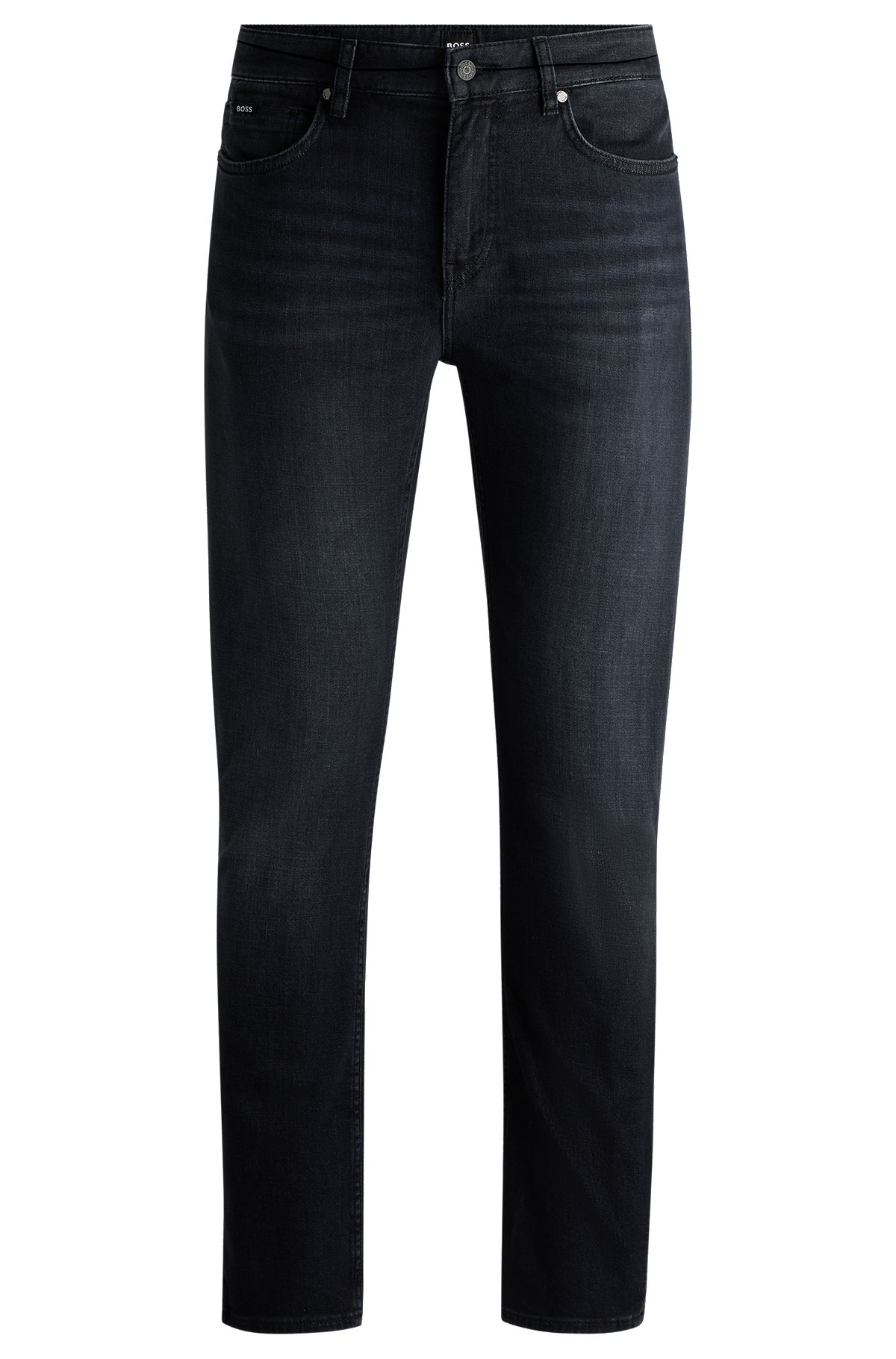 Slim-fit jeans in black super-soft Italian denim, Dark Grey