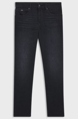 Delaware Slim-fit jeans in black super-soft Italian denim, Dark Grey