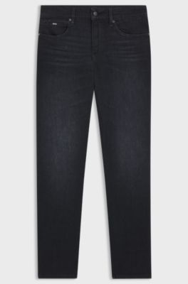 Delaware Slim-fit jeans in black super-soft Italian denim, Dark Grey