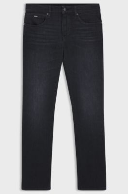 Delaware Slim-fit jeans in black super-soft Italian denim, Dark Grey