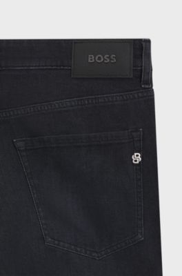 Delaware Slim-fit jeans in black super-soft Italian denim, Dark Grey