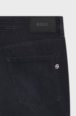 Delaware Slim-fit jeans in black super-soft Italian denim, Dark Grey