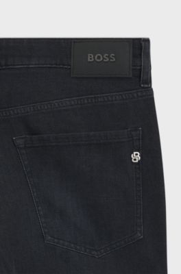 Delaware Slim-fit jeans in black super-soft Italian denim, Dark Grey