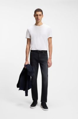 Delaware Slim-fit jeans in black super-soft Italian denim, Dark Grey