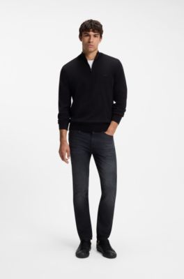Delaware Slim-fit jeans in black super-soft Italian denim, Dark Grey