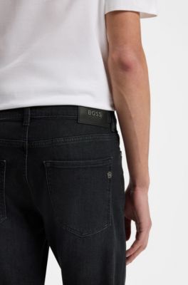 Delaware Slim-fit jeans in black super-soft Italian denim, Dark Grey
