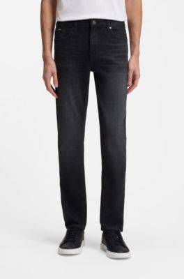 Delaware Slim-fit jeans in black super-soft Italian denim, Dark Grey