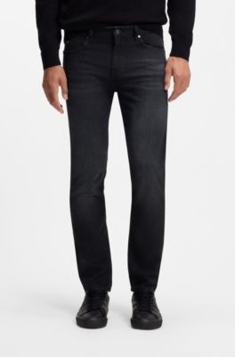 Delaware Slim-fit jeans in black super-soft Italian denim, Dark Grey