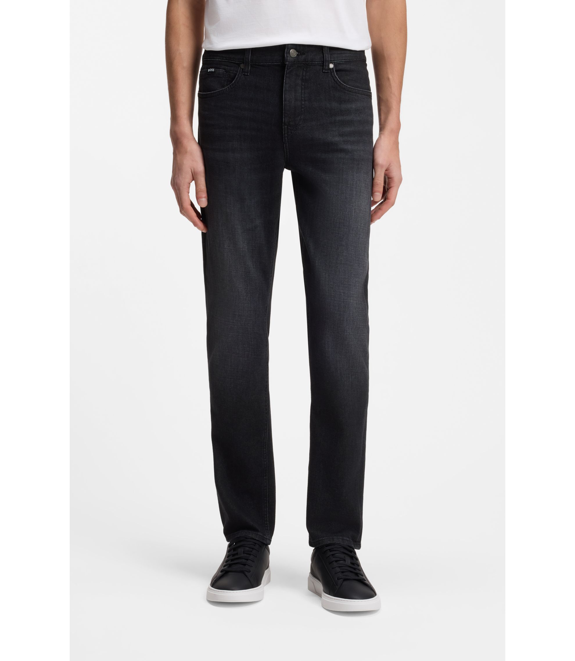 Delaware Schwarze Slim-Fit Jeans aus besonders softem italienischem Denim