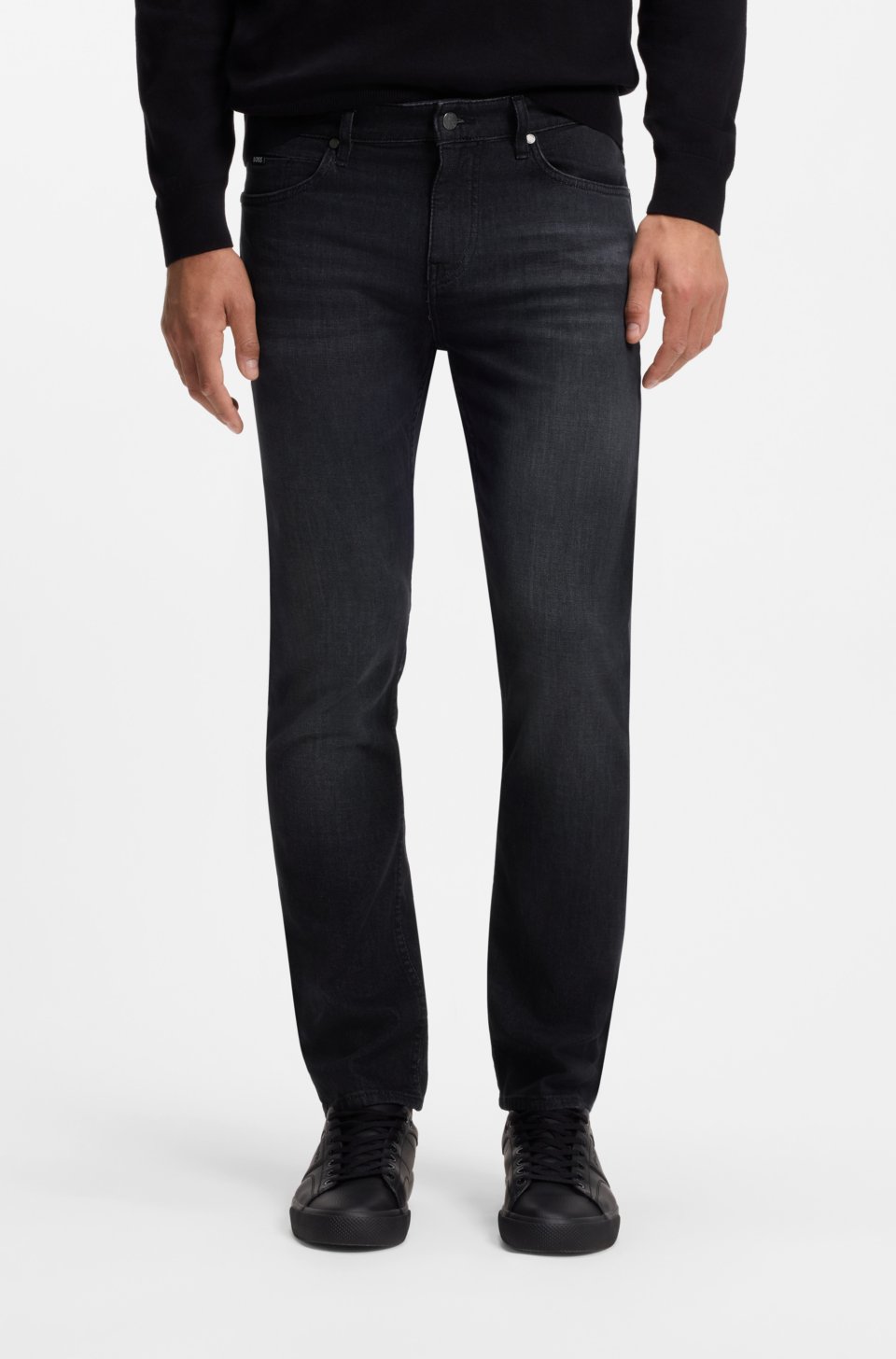 Delaware Slim-fit jeans in black super-soft Italian denim