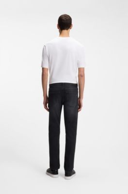 Delaware Slim-fit jeans in black super-soft Italian denim, Dark Grey