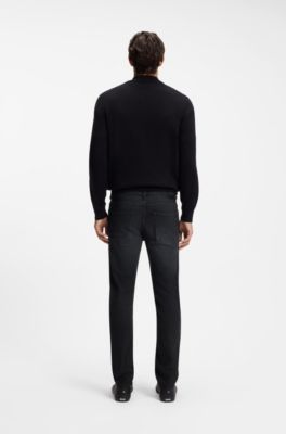 Delaware Slim-fit jeans in black super-soft Italian denim, Dark Grey