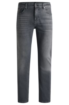 BOSS - Regular-fit jeans in grey stretch denim