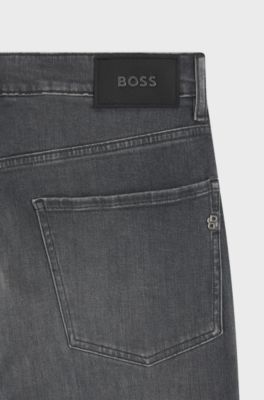 Maine Regular-fit jeans in grey stretch denim, Grey