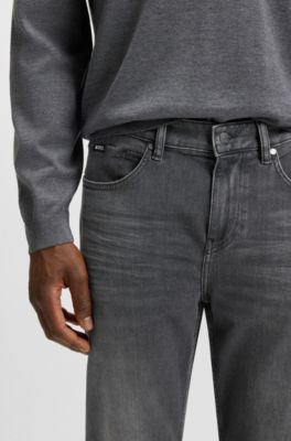 Maine Regular-fit jeans in grey stretch denim, Grey