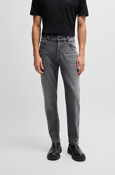 Regular-fit jeans in grey stretch denim, Grey