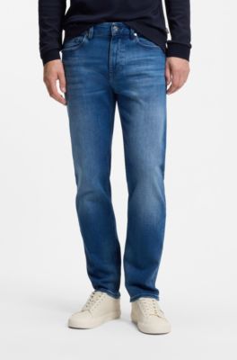 Maine regular-fit jeans in super-soft blue denim, Blue