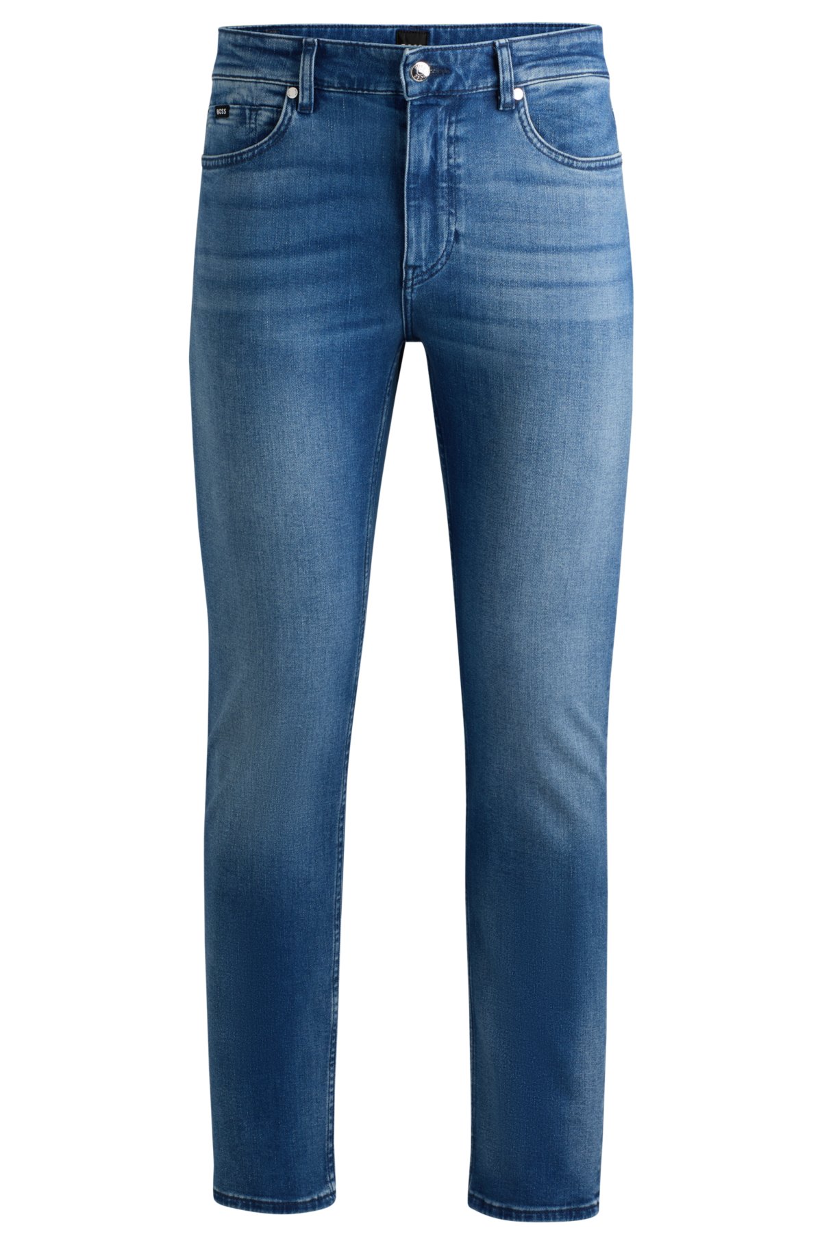 Slim-fit jeans in blue cashmere-touch denim, Blue
