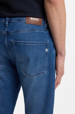 Delaware-jeans med slim fit i bl&aring; denim med str&aelig;k, Bl&aring;