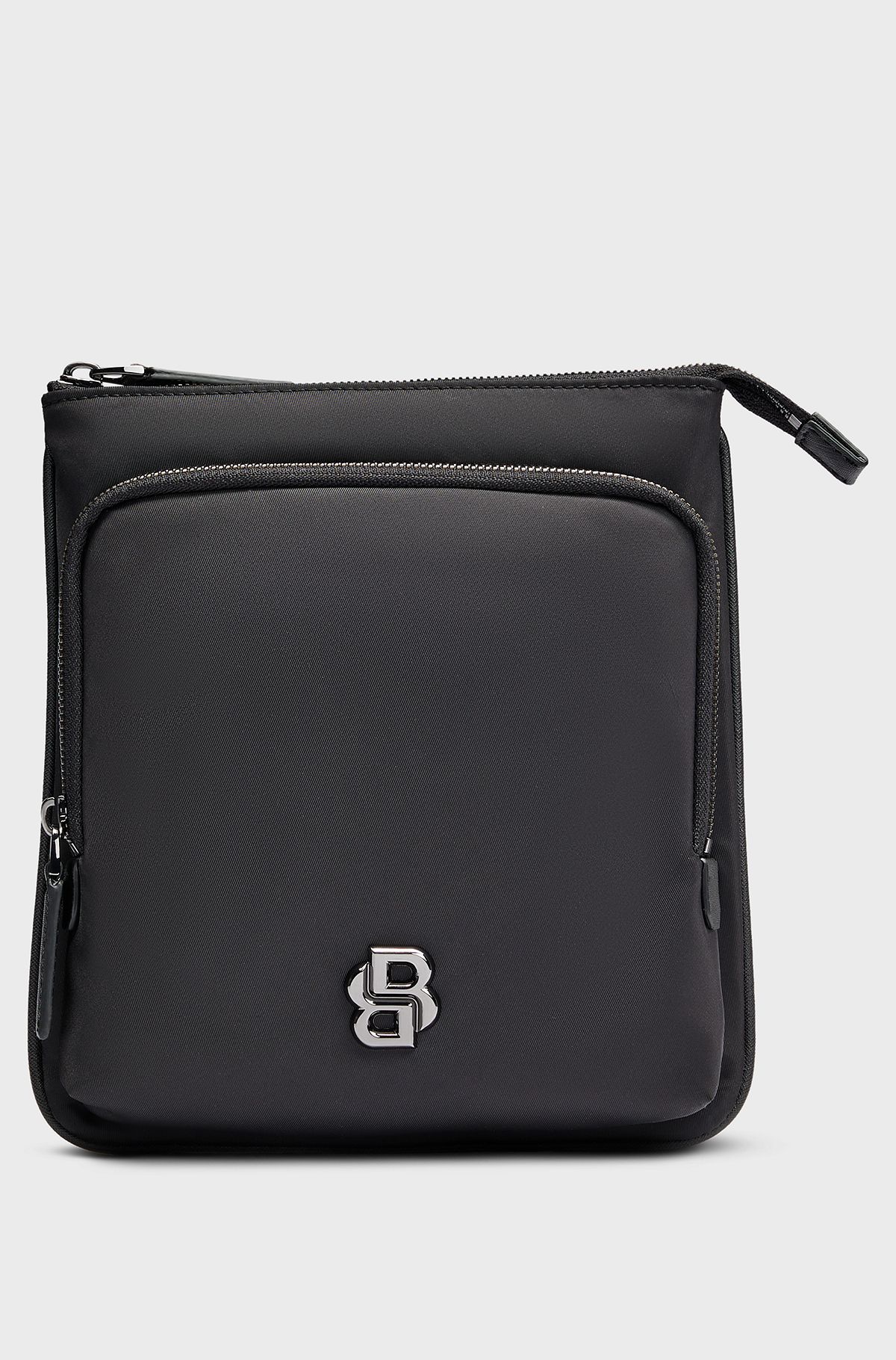 Envelope bag with double-monogram hardware trim, Black