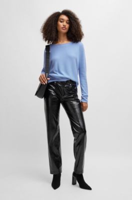 HUGO BOSS ボス ゴルフ セーター ブルー UK-Sサイズ 新品 BOSS - ワイドネックセーター ロールドヘム＆カフス - ライトブルー