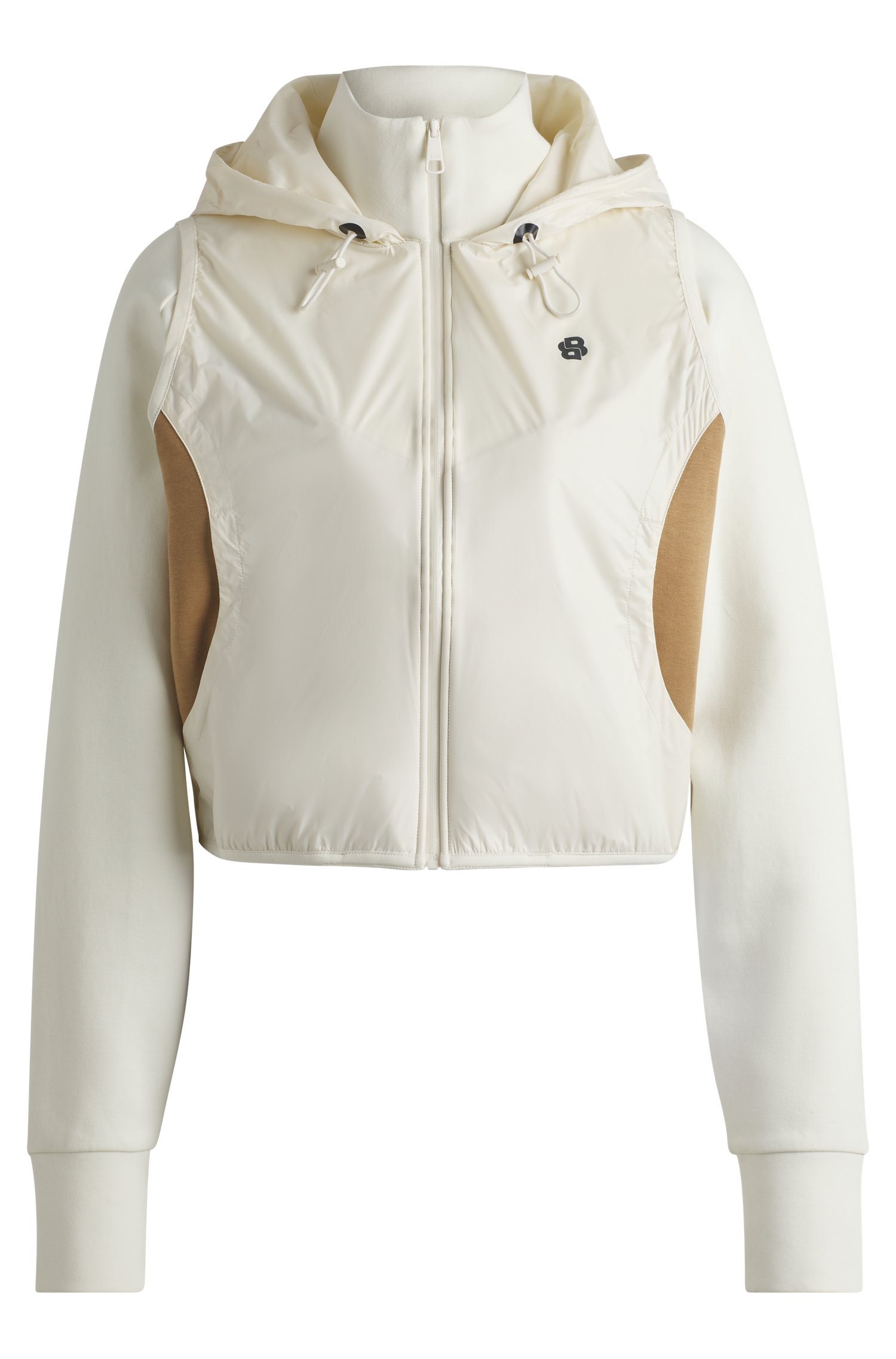 Sweat à capuche zippé en coton mélangé avec motif à monogrammes