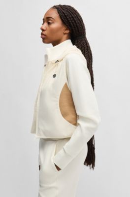 Cotton-blend zip-up hoodie with monogram pattern, White