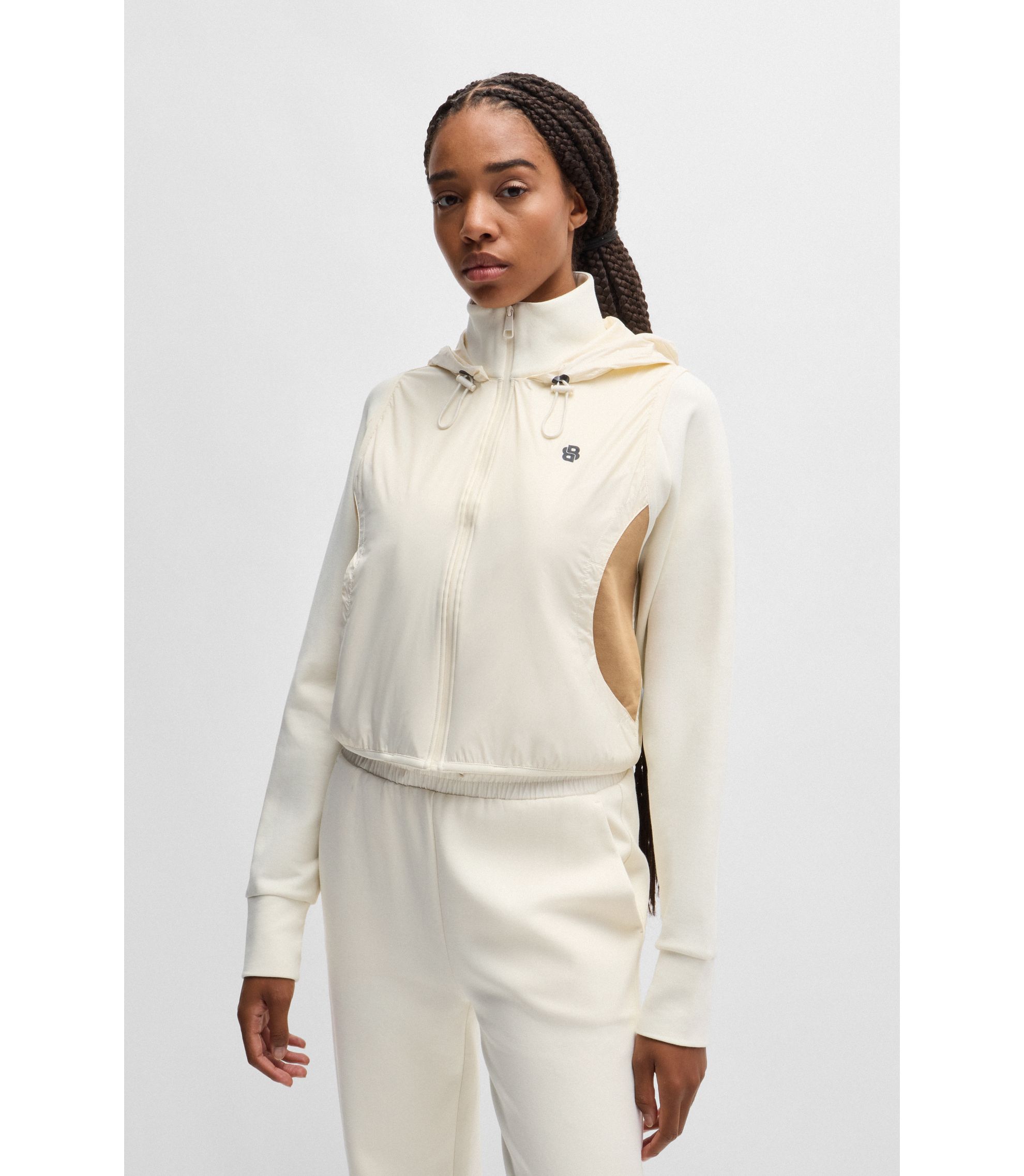 BOSS - コットンブレンド ジップアップフーディ モノグラムパターン