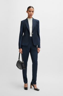 BOSS - Relaxed-Fit Hose aus Schurwoll-Twill in Denim-Optik 