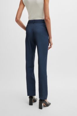 BOSS - Relaxed-Fit Hose aus Schurwoll-Twill in Denim-Optik 