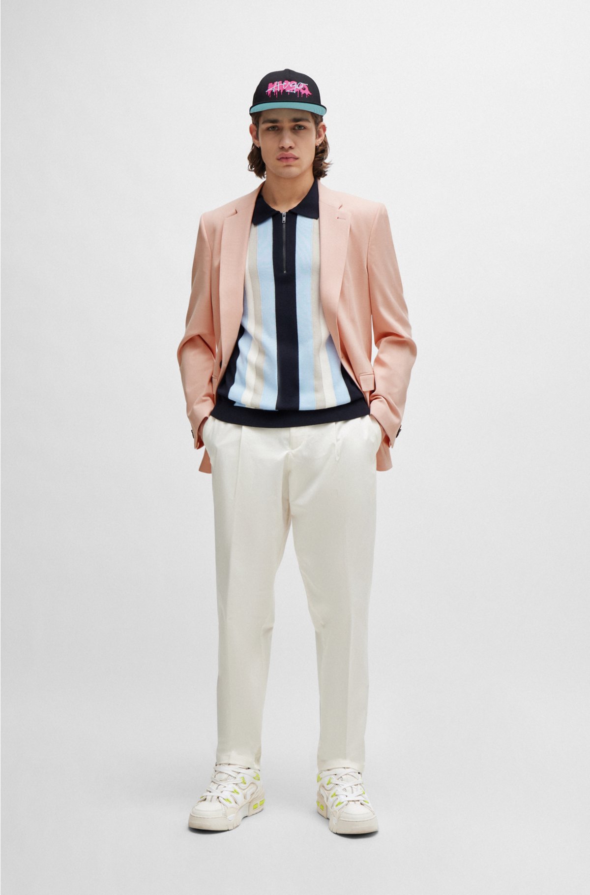 Formal trousers in performance-stretch cotton, White