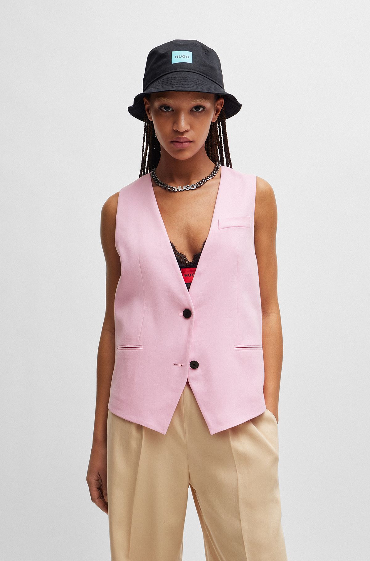 Elegant Pink Long Blazers for Women by HUGO BOSS