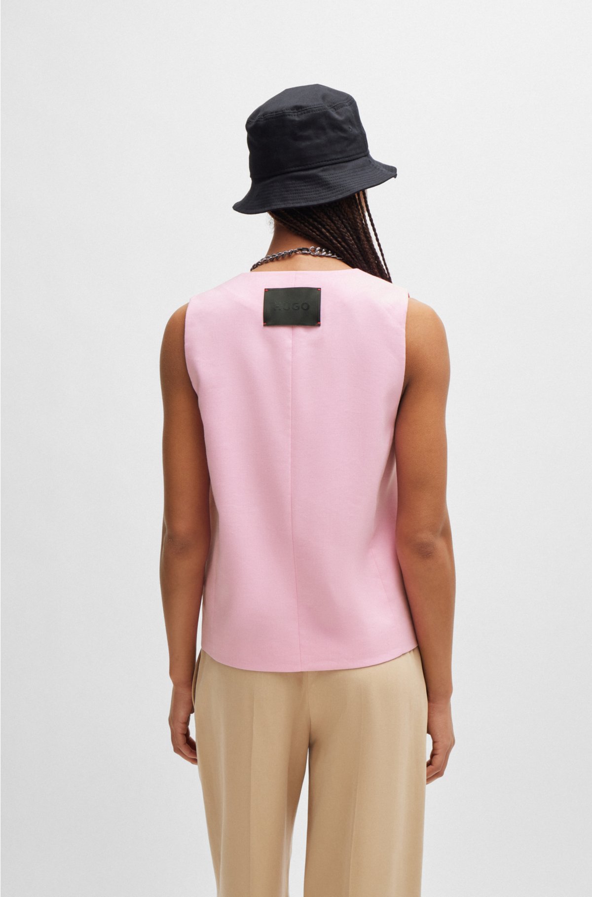 Oversized-fit waistcoat with signature lining, light pink