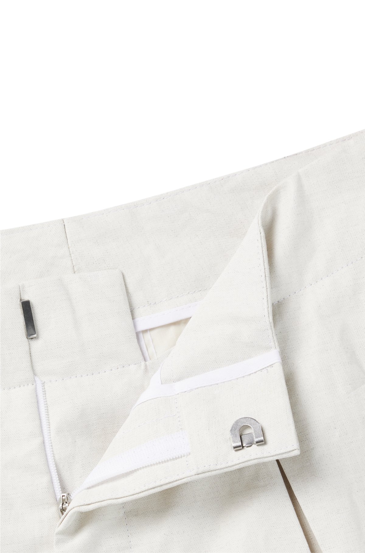 Formal trousers with front pleats in fluid material, White