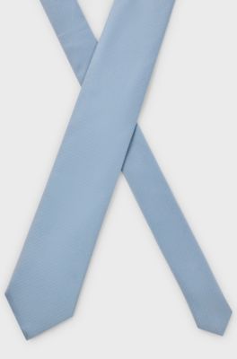 Silk-blend tie with all-over jacquard pattern, Light Blue