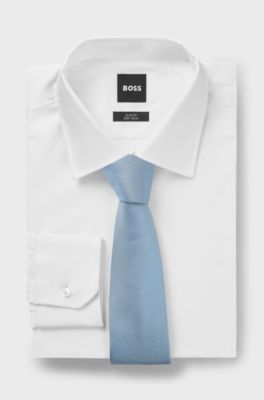 Silk-blend tie with all-over jacquard pattern, Light Blue