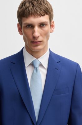 Silk-blend tie with all-over jacquard pattern, Light Blue