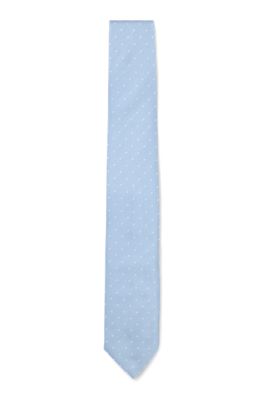 Silk-blend tie with all-over jacquard pattern, Light Blue